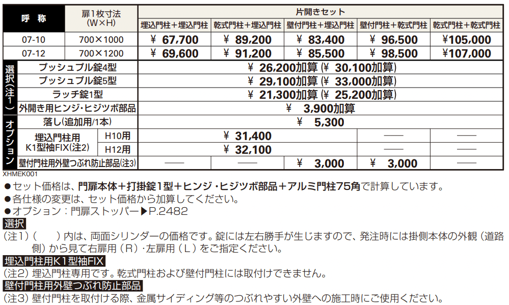 送料無料】YKKAP 片開き専用シンプレオ門扉 K1型 埋込門柱＋埋込門柱