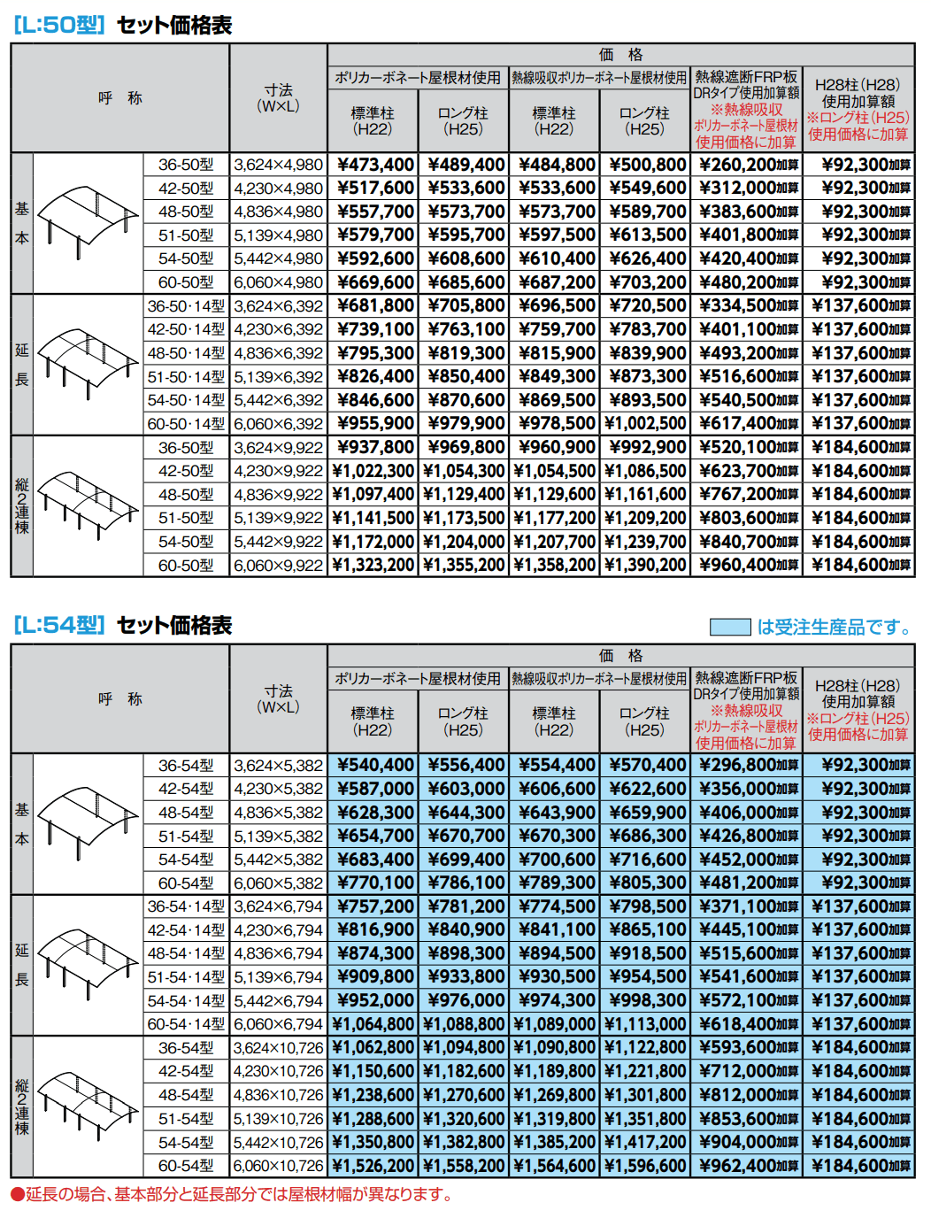 LIXIL カーポート 2台+二輪車用 W5139×L7098 フーゴR 2台用 延長 51-57