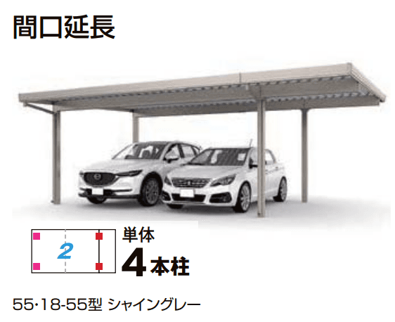 LIXIL | カーポートSW 1500タイプ 2台用間口延長【2022年版】 | 建材サーチ