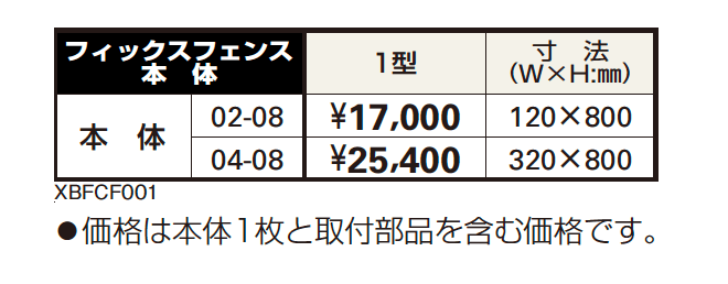 シャローネ シリーズ トラディシオン フィックスフェンス1型【2023年版】_価格_1