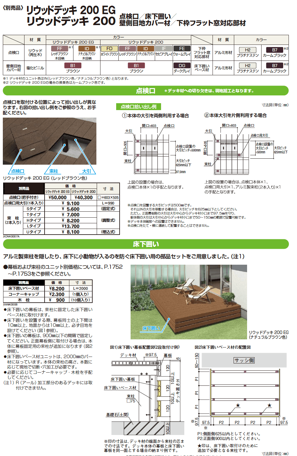 YKK AP リウッドデッキ 200 点検口／床下囲い／壁側目地カバー材／下枠フラット窓対応部材（2023年版）1