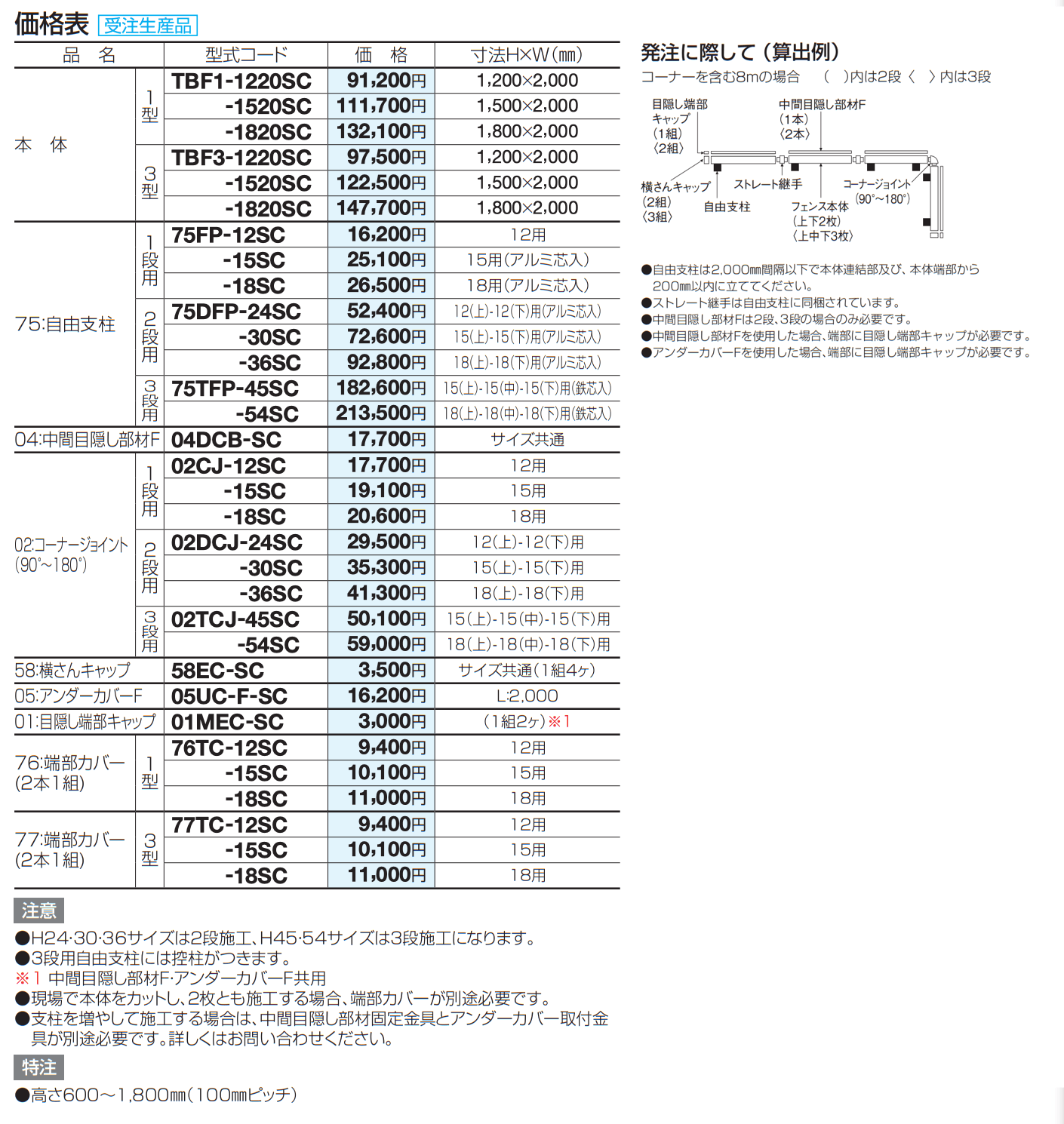 防風フェンスTBF1型【2023年版】_価格_2