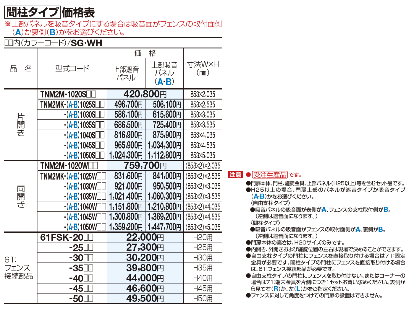 門扉 TNM2型 遮音タイプ(間柱タイプ)【2023年版】_価格_1