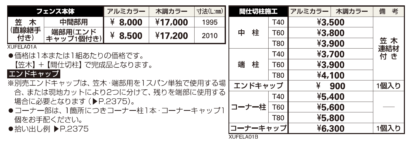 ルシアス フェンスLite A01型　横格子なし【2023年版】_価格_1