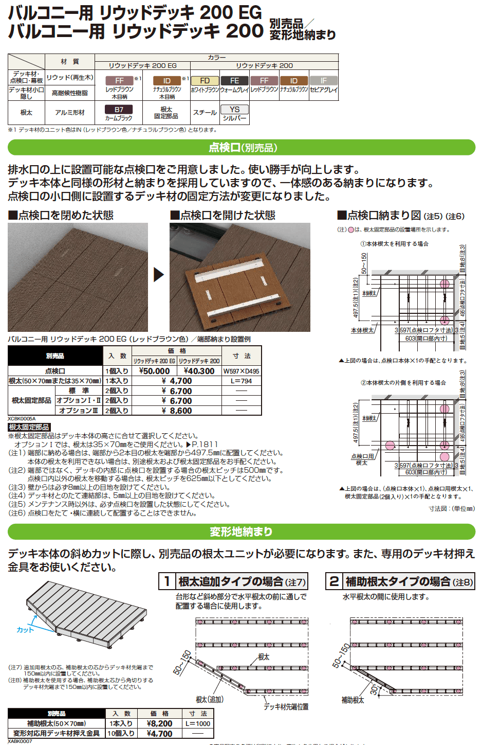 YKK AP バルコニー用 リウッドデッキ 200 別売品／変形地納まり（2023年版）1