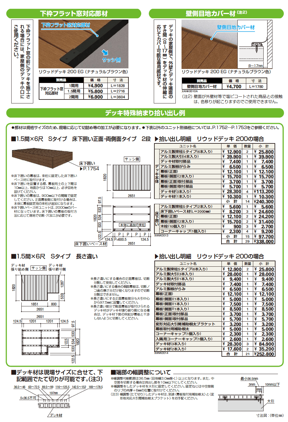 YKK AP リウッドデッキ 200 点検口／床下囲い／壁側目地カバー材／下枠フラット窓対応部材（2023年版）2