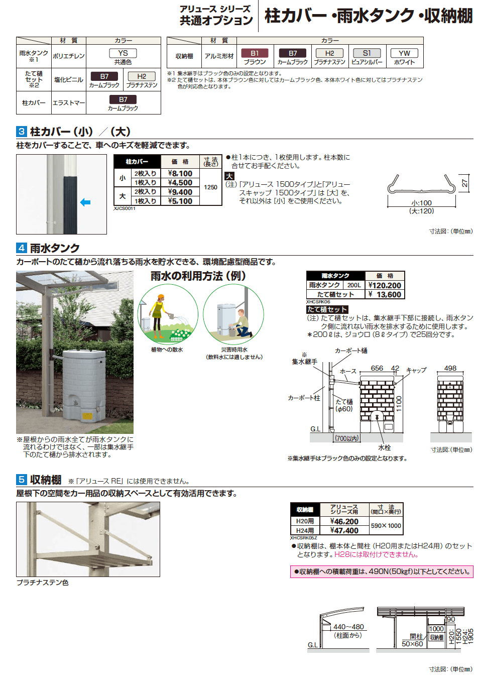 YKK AP アリュース シリーズ 共通オプション 枯葉よけネット・外部コンセント（2023年版）2