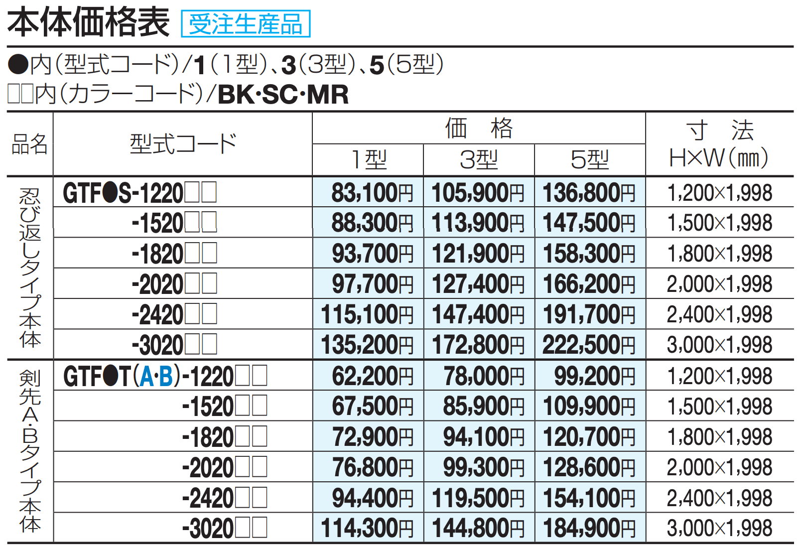 GTF1型(剣先Aタイプ)【2023年版】_価格_2