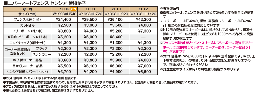 エバーアート®︎フェンス センシア 横細格子_価格_1