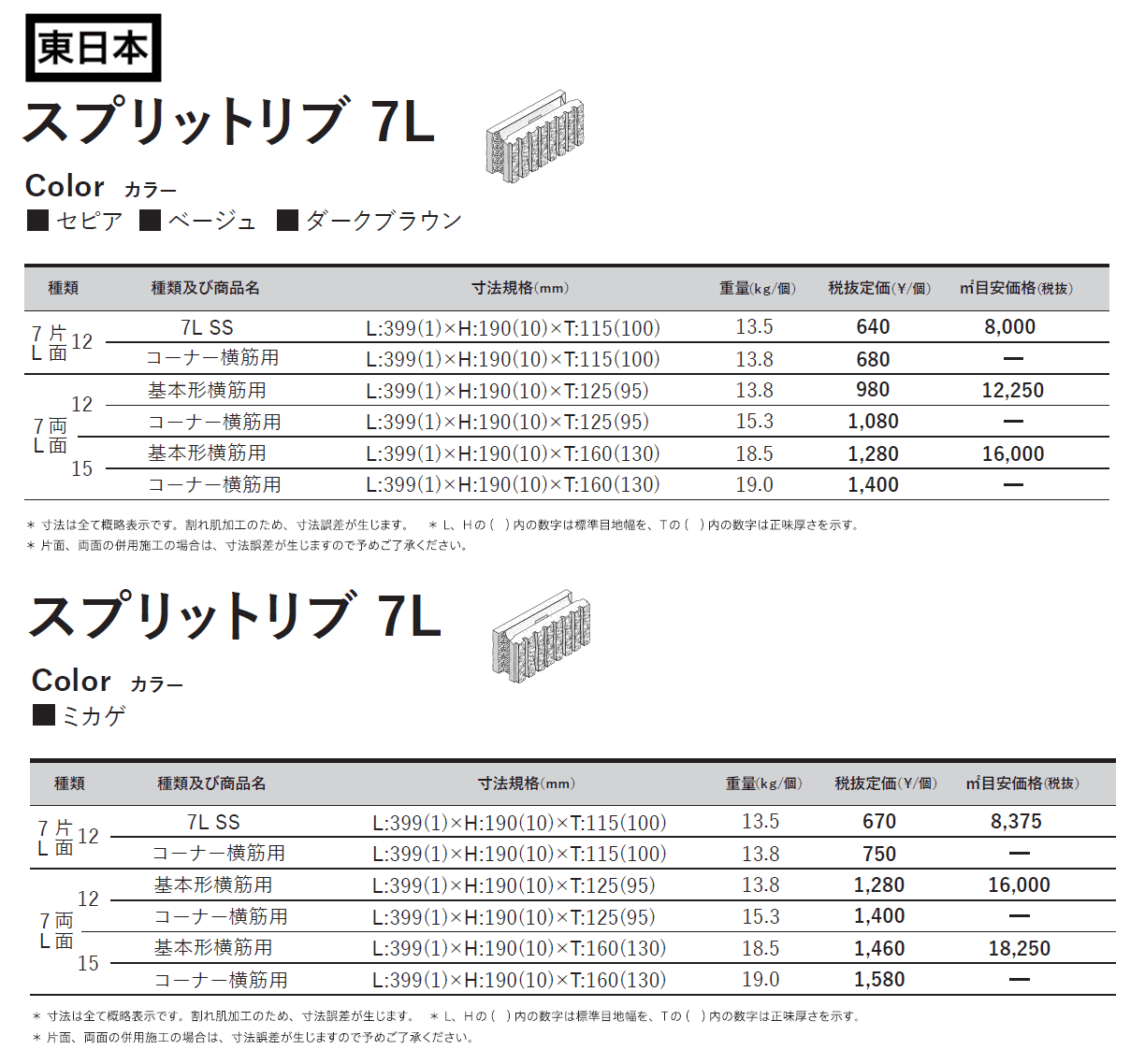 スプリットリブ12-7L SS【東日本・西日本】_価格_2