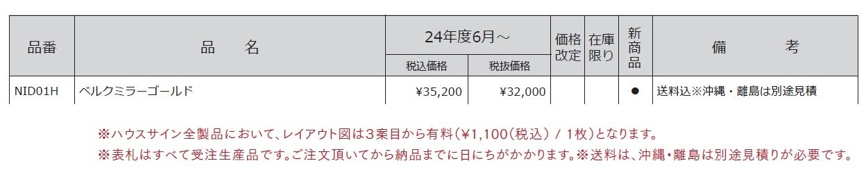 ハウスサイン ベルク ミラーゴールド_価格_1