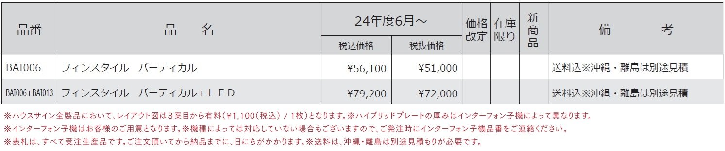 インターホンカバー フィンスタイル バーティカル_価格_1