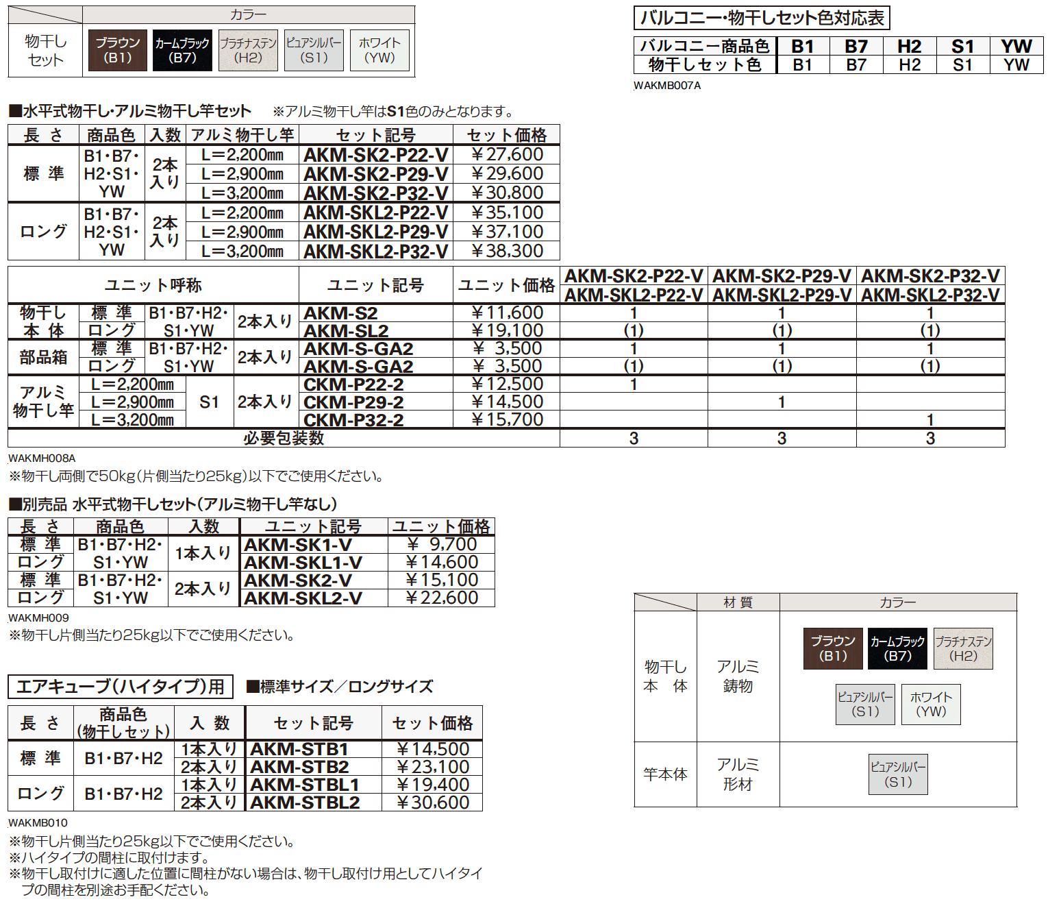 バルコニー用　水平式物干し（壁面固定）【2023年版】_価格_1