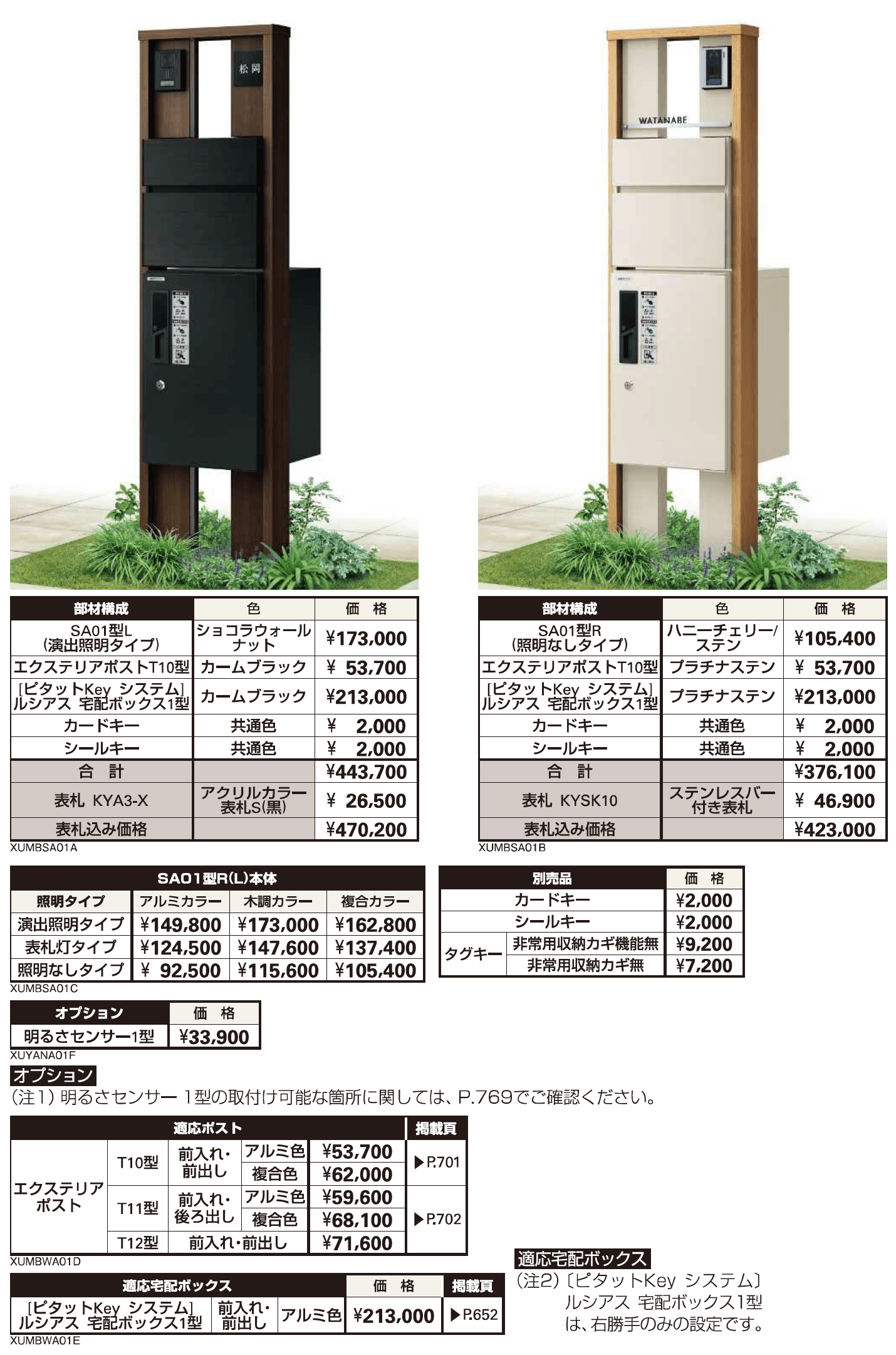 〔ピタットKey システム〕ルシアス 宅配ボックス1型取付用ルシアス ポストユニット SA01型【2023年版】_価格_1