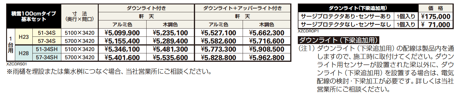 エクスティアラ ルーフ 積雪100㎝タイプ基本セット（1台用）【2023年版】_価格_1