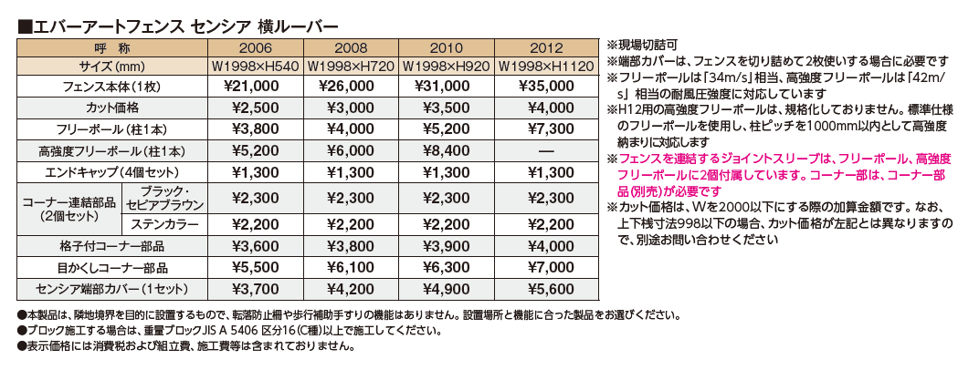 エバーアート®︎フェンス センシア 横ルーバー_価格_1