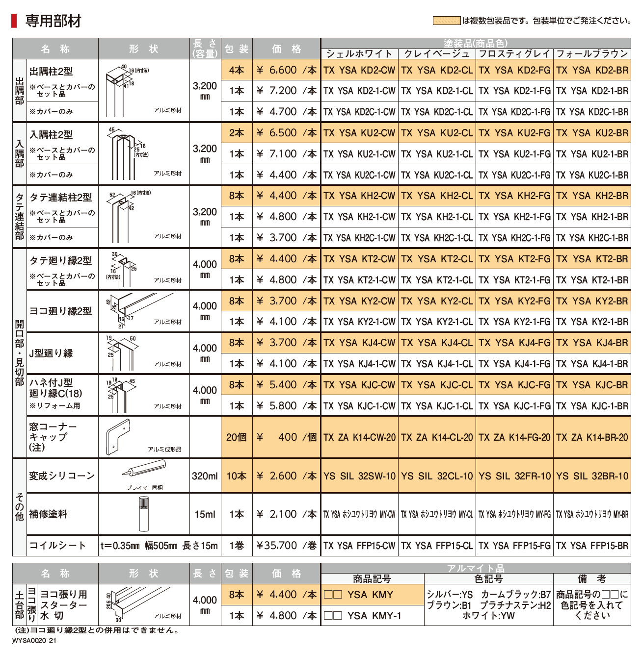 ノベルライン（アルミ）【2023年3月版】_価格_2