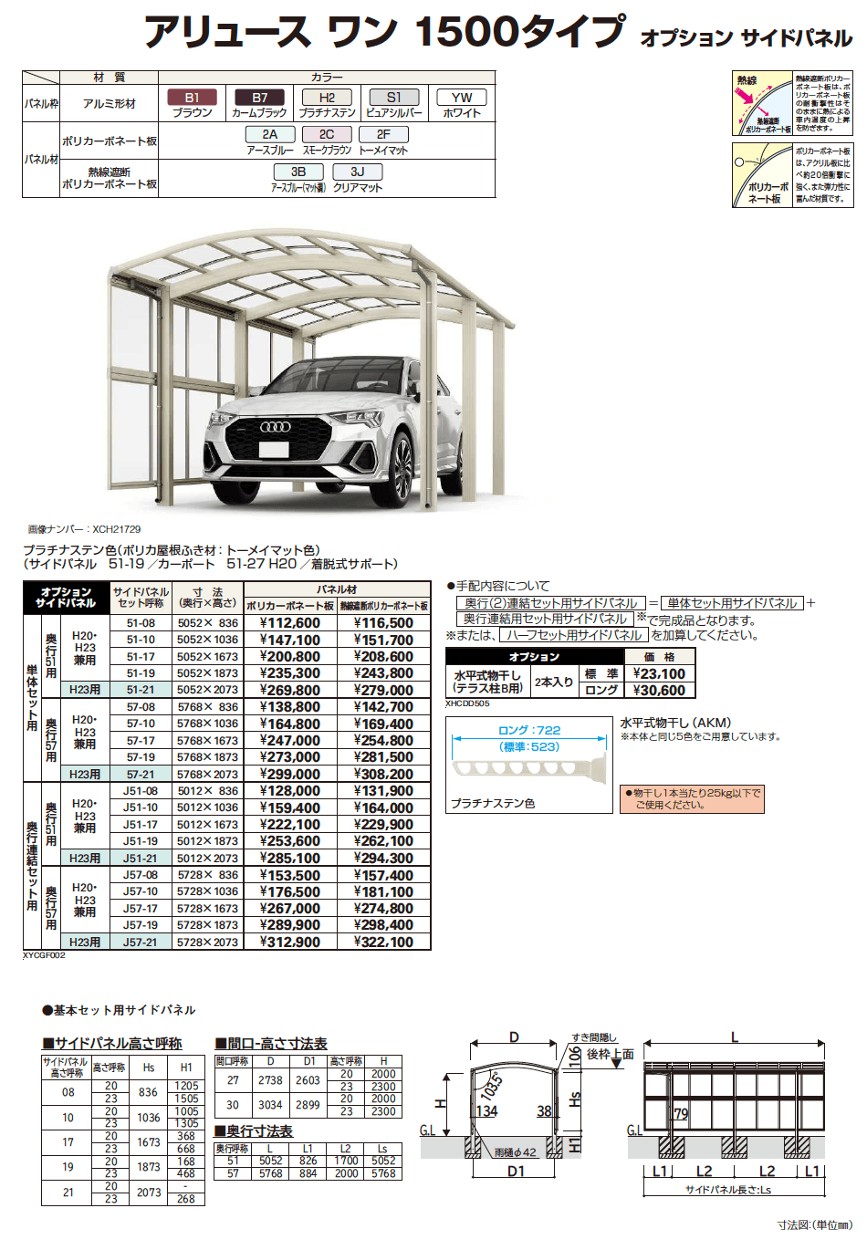 YKK AP アリュース ワン 1500タイプ オプション サイドパネル（2023年版）1