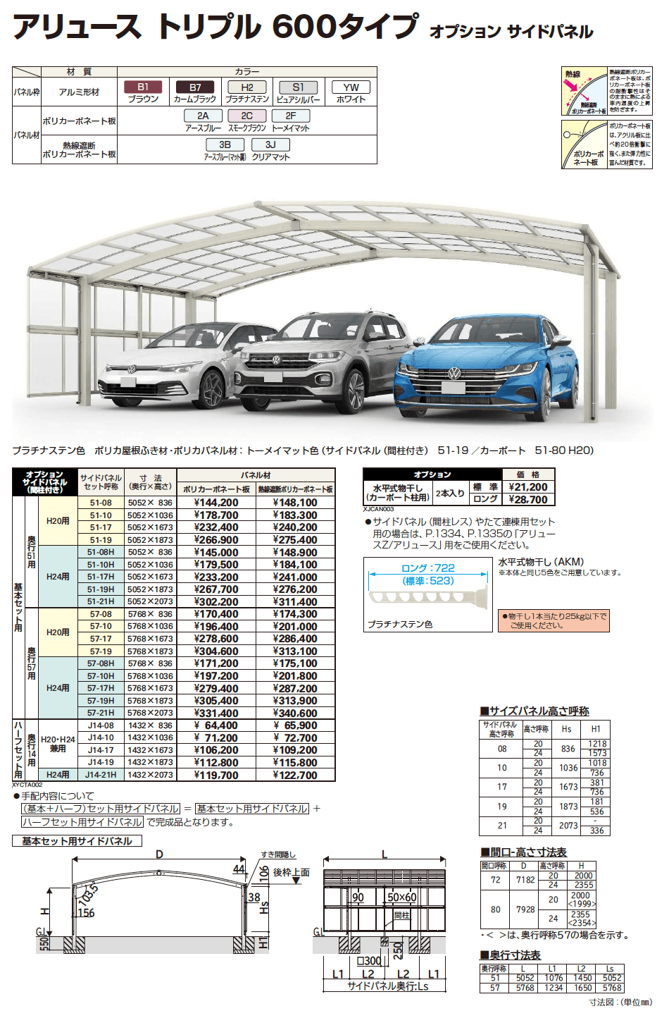 YKK AP アリュース トリプル 600タイプ オプション サイドパネル（2023年版）1