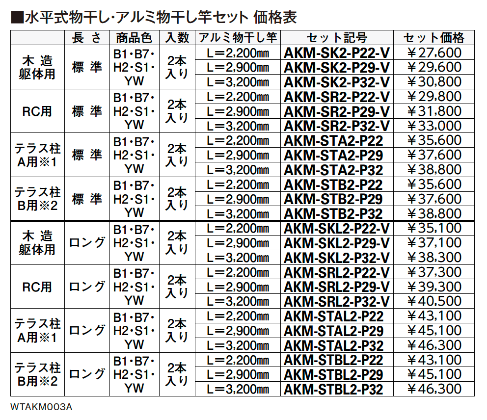 テラス屋根・バルコニー屋根用　水平式物干し【2023年版】_価格_1