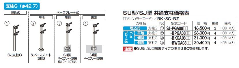 手すり セイフティビーム SU型Φ34mm / SJ型Φ38mm標準仕様・フロント2段_価格_3