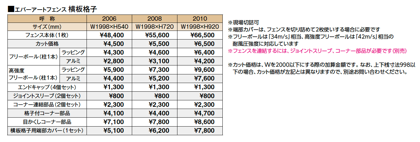 エバーアート®︎フェンス 横板格子_価格_1