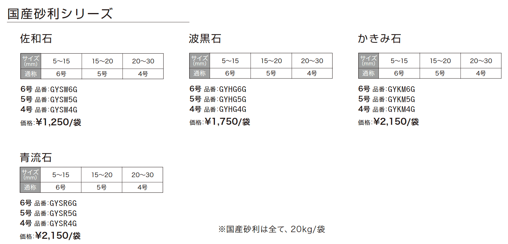 国産砂利シリーズ_価格_1