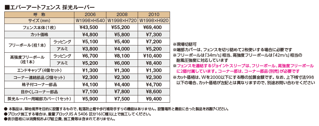 エバーアート®︎フェンス 採光ルーバー_価格_1