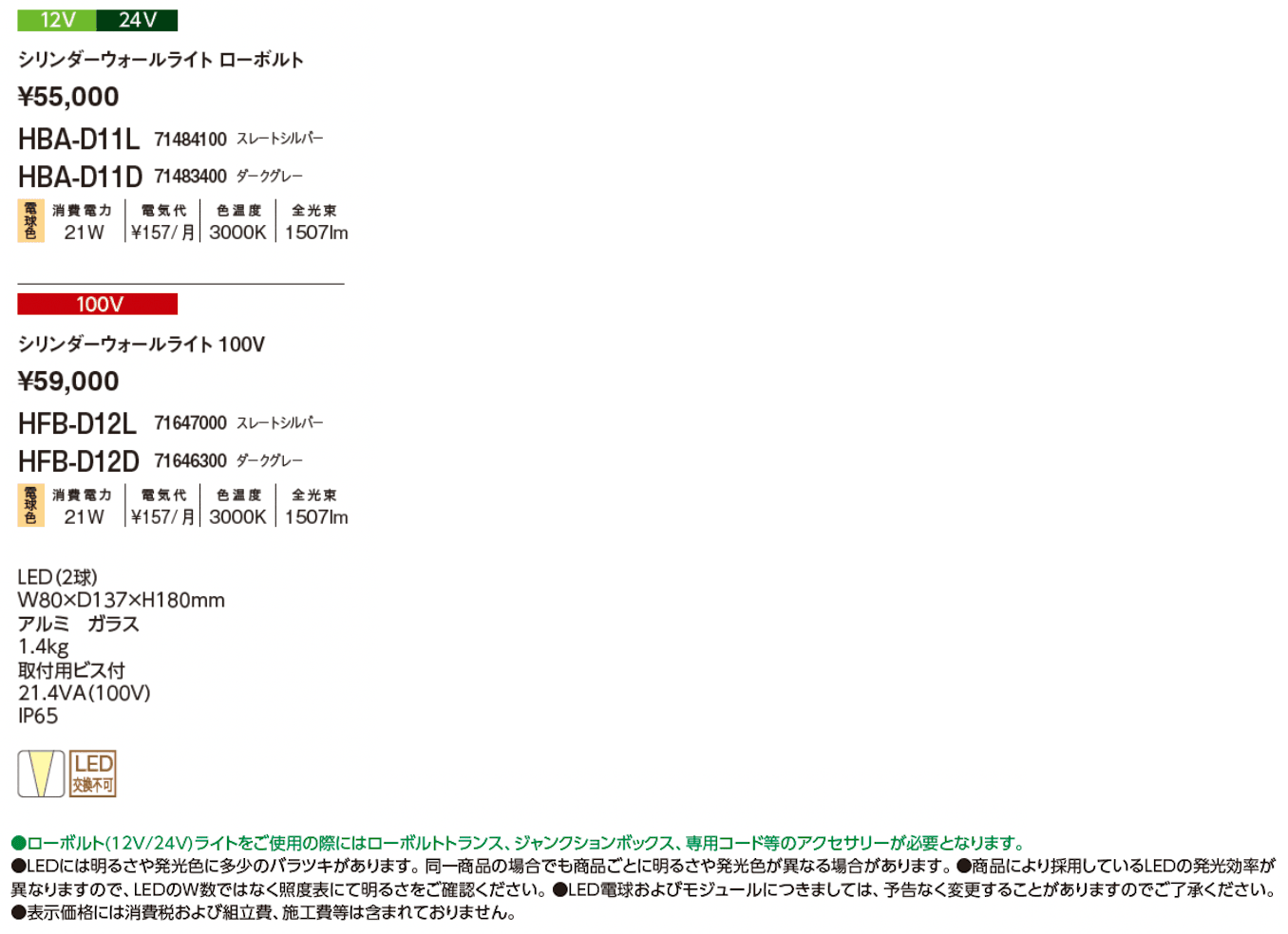 シリンダーウォールライト_価格_1