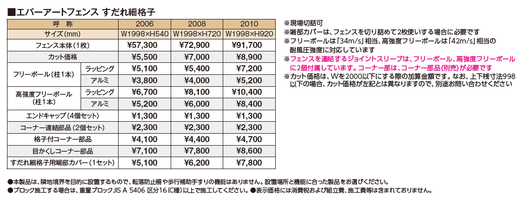 エバーアート®︎フェンス すだれ細格子_価格_1