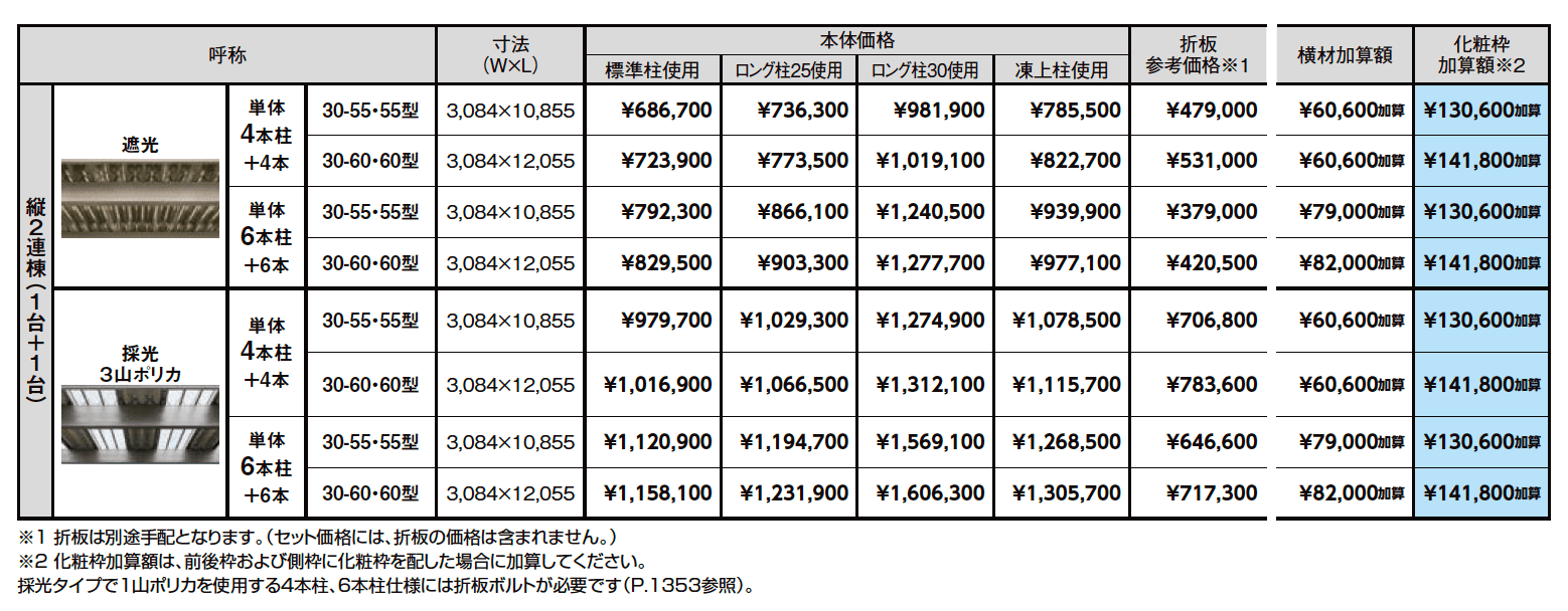 カーポートST 3000タイプ 2台用 縦2連棟【2023年版】_価格_1