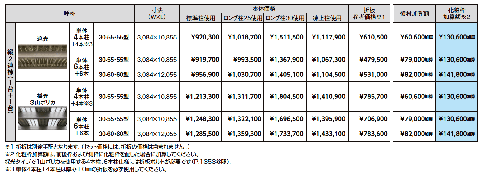 カーポートST 4500タイプ 2台用 縦2連棟【2023年版】_価格_1