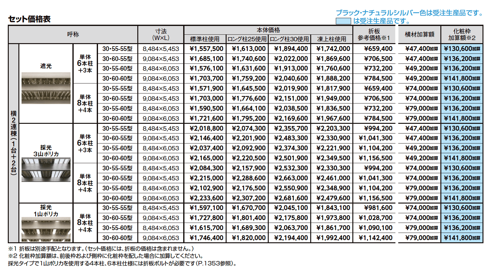 カーポートST 4500タイプ 3台用 横2連棟【2023年版】_価格_1