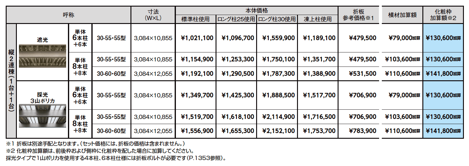 カーポートST 6000タイプ 2台用 縦2連棟【2023年版】_価格_1