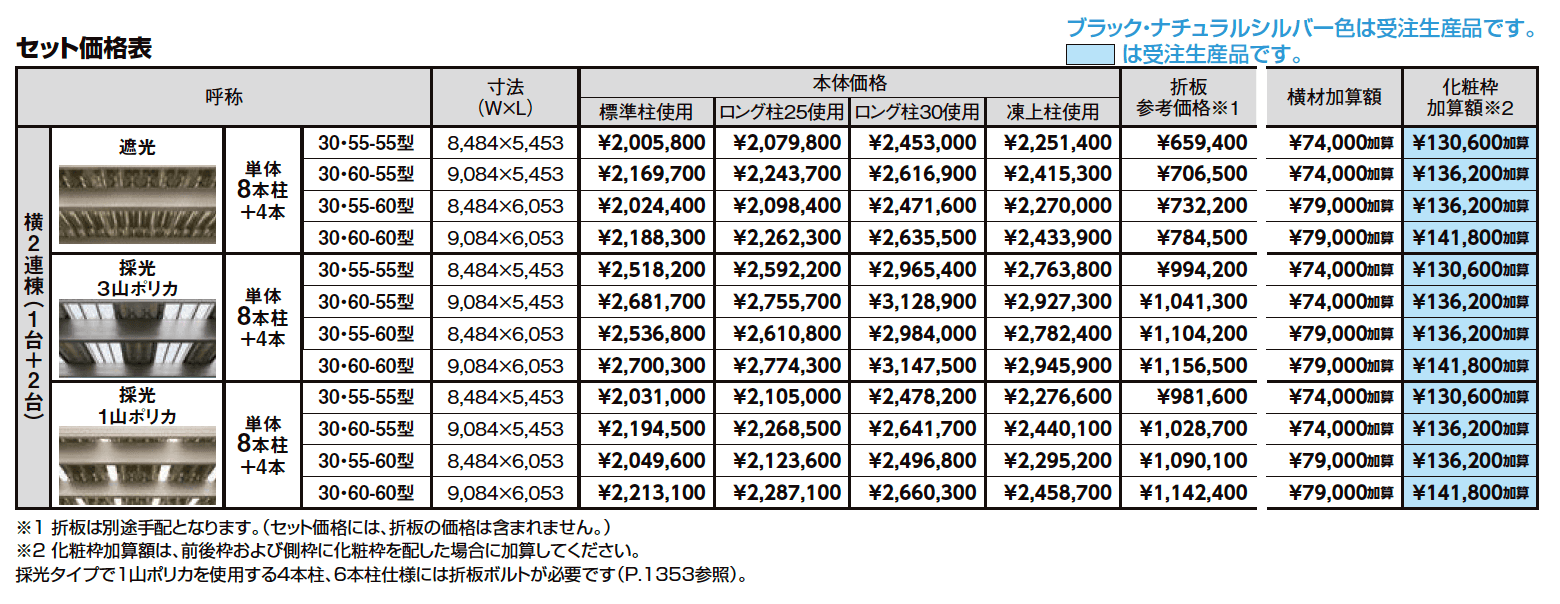 カーポートST 6000タイプ 3台用 横2連棟【2023年版】_価格_1