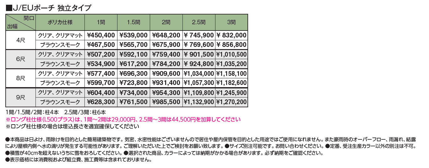 ポーチガーデン®︎ J/EUポーチ®︎(独立タイプ)_価格_1