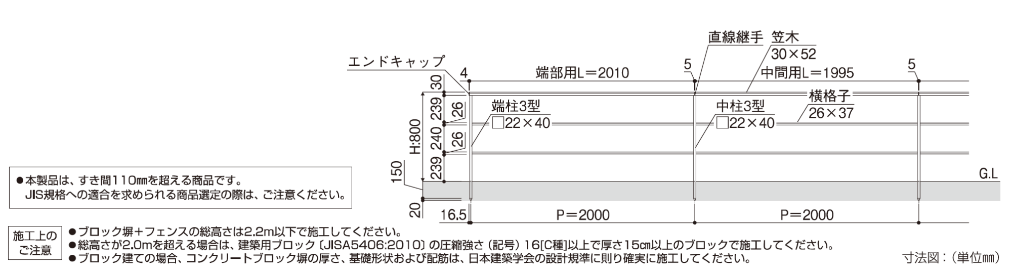 ルシアス フェンスLite A02型　横格子1本【2023年版】_価格_1