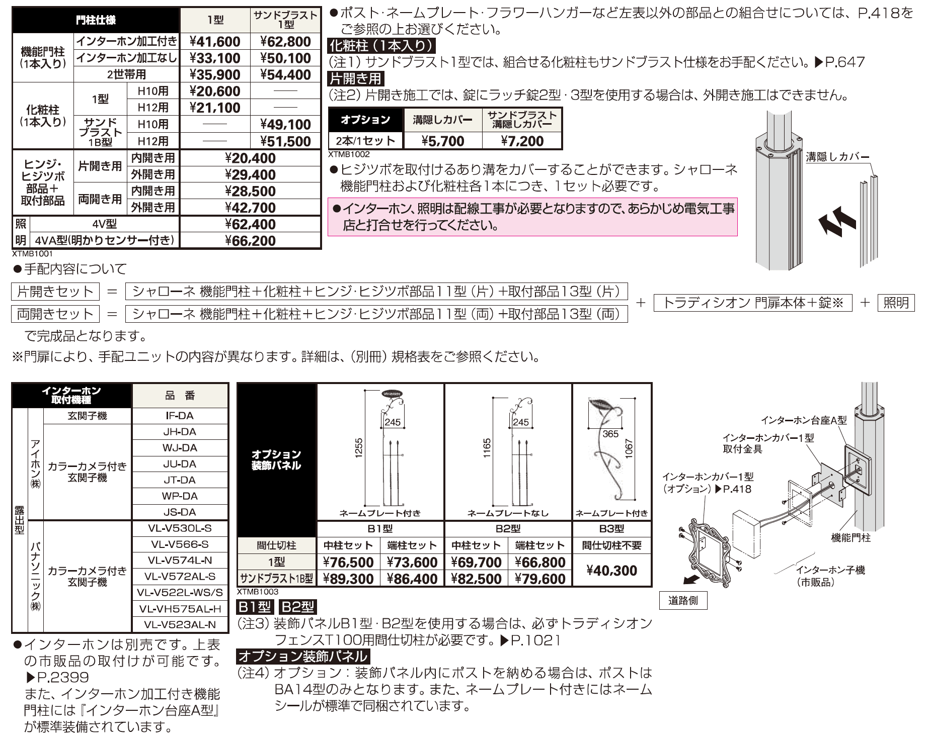 シャローネ 機能門柱1型／ サンドブラスト1型※ 〈門柱仕様〉【2023年版】_価格_1