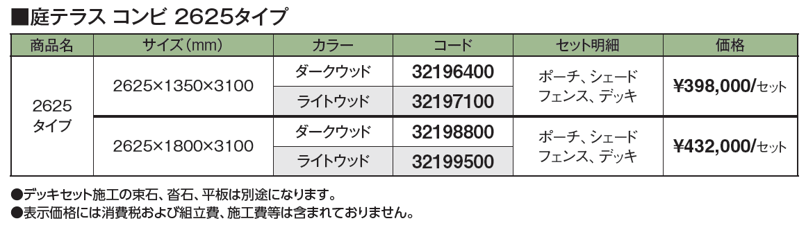 庭テラス  コンビ 3900タイプ_価格_1