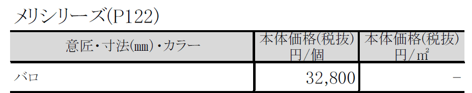 メリシリーズ バロ_価格_1