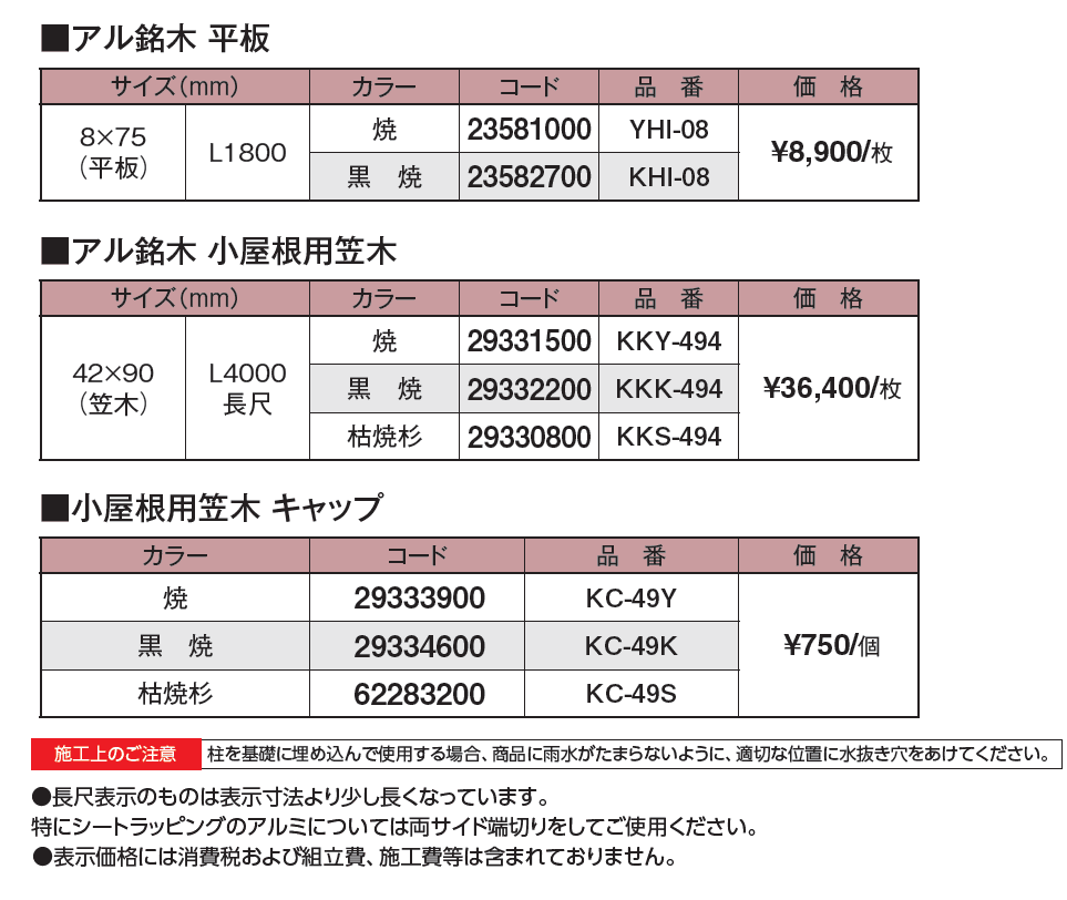 エバーバンブー®︎ アル銘木®︎ 平板・小屋根用笠木_価格_1