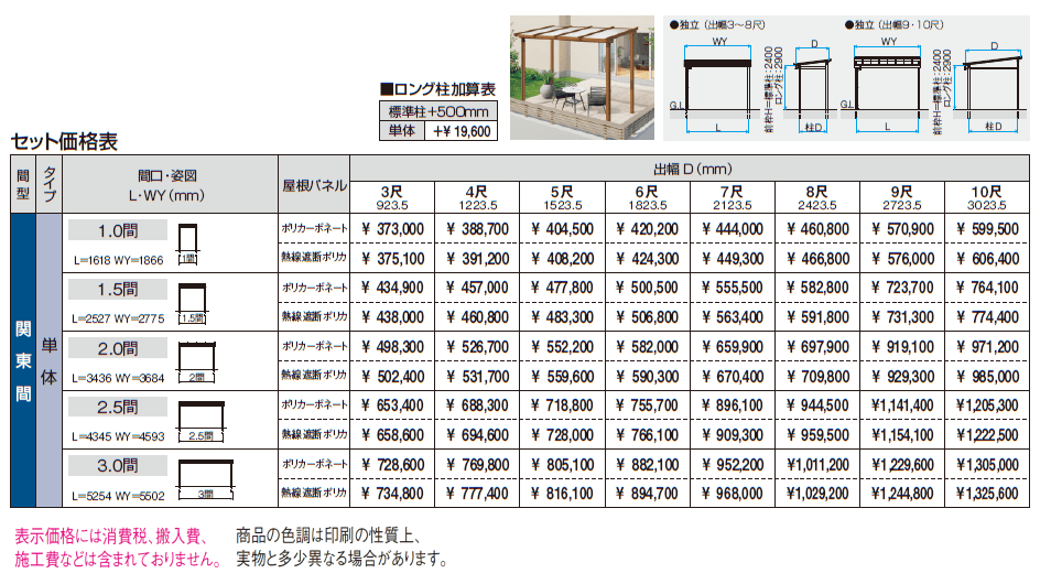 ナチュレN(ND型 600タイプ テラスタイプ／独立納まり)_価格_1