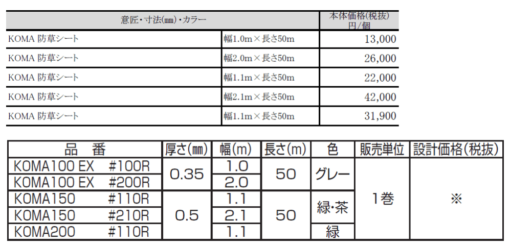 KOMA 防草シート_価格_1