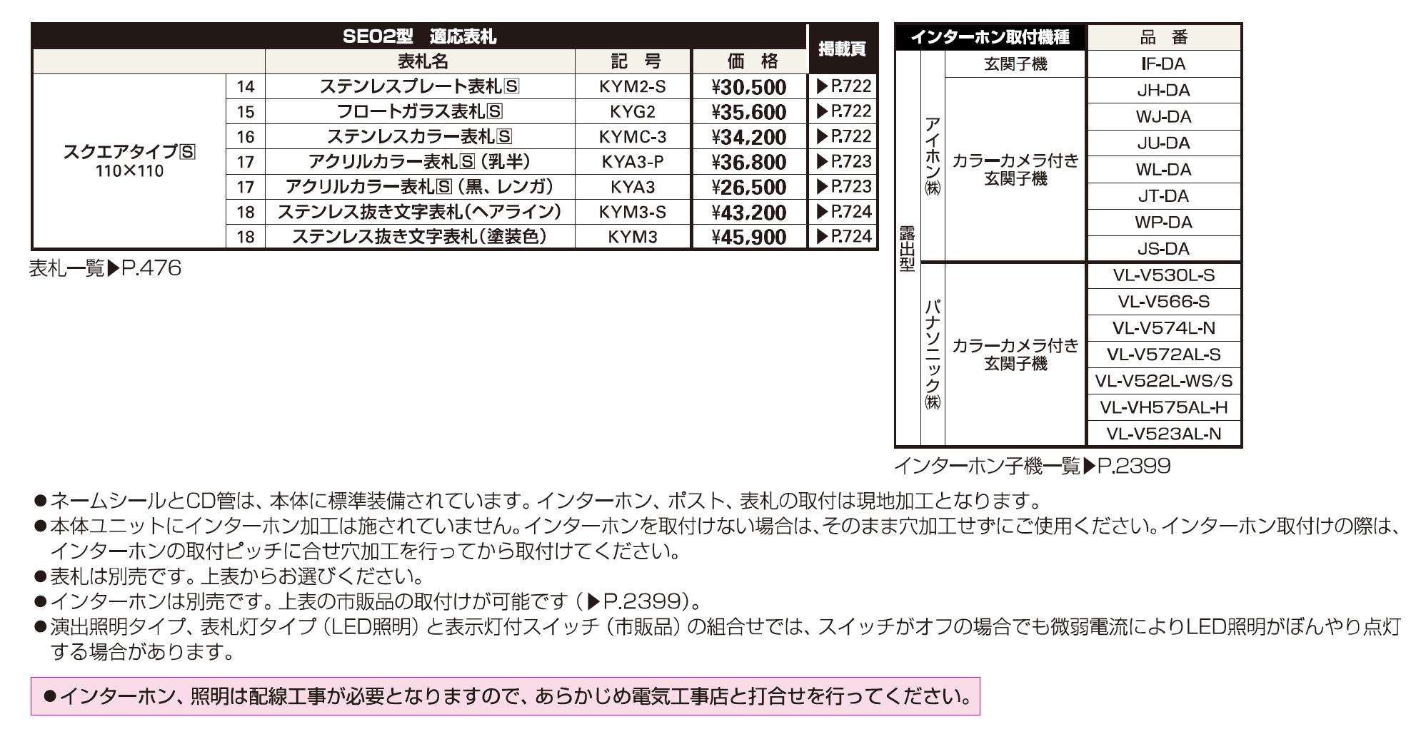 エクステリアポストT9型、T9R（L）型取付用ルシアス ポストユニット SE02型【2023年版】_価格_2