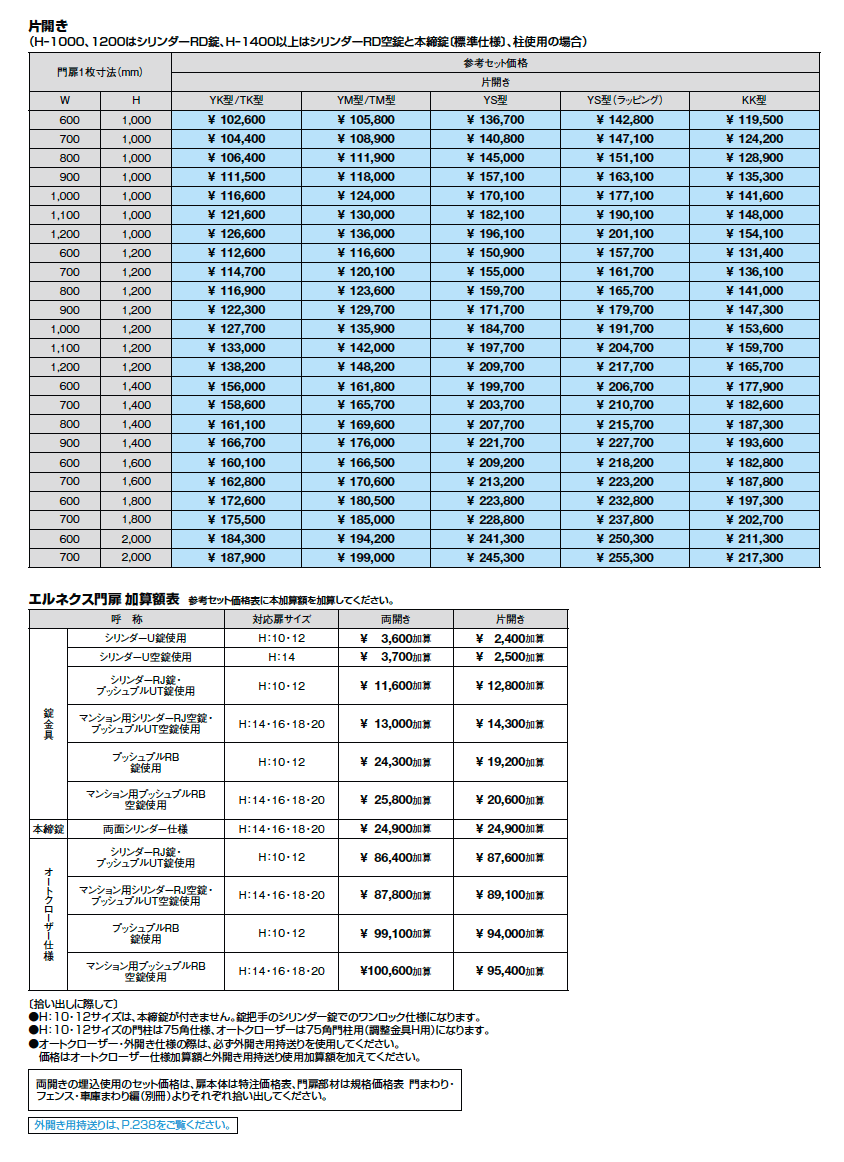 エルネクス門扉 M-YK型【2023年版】_価格_3