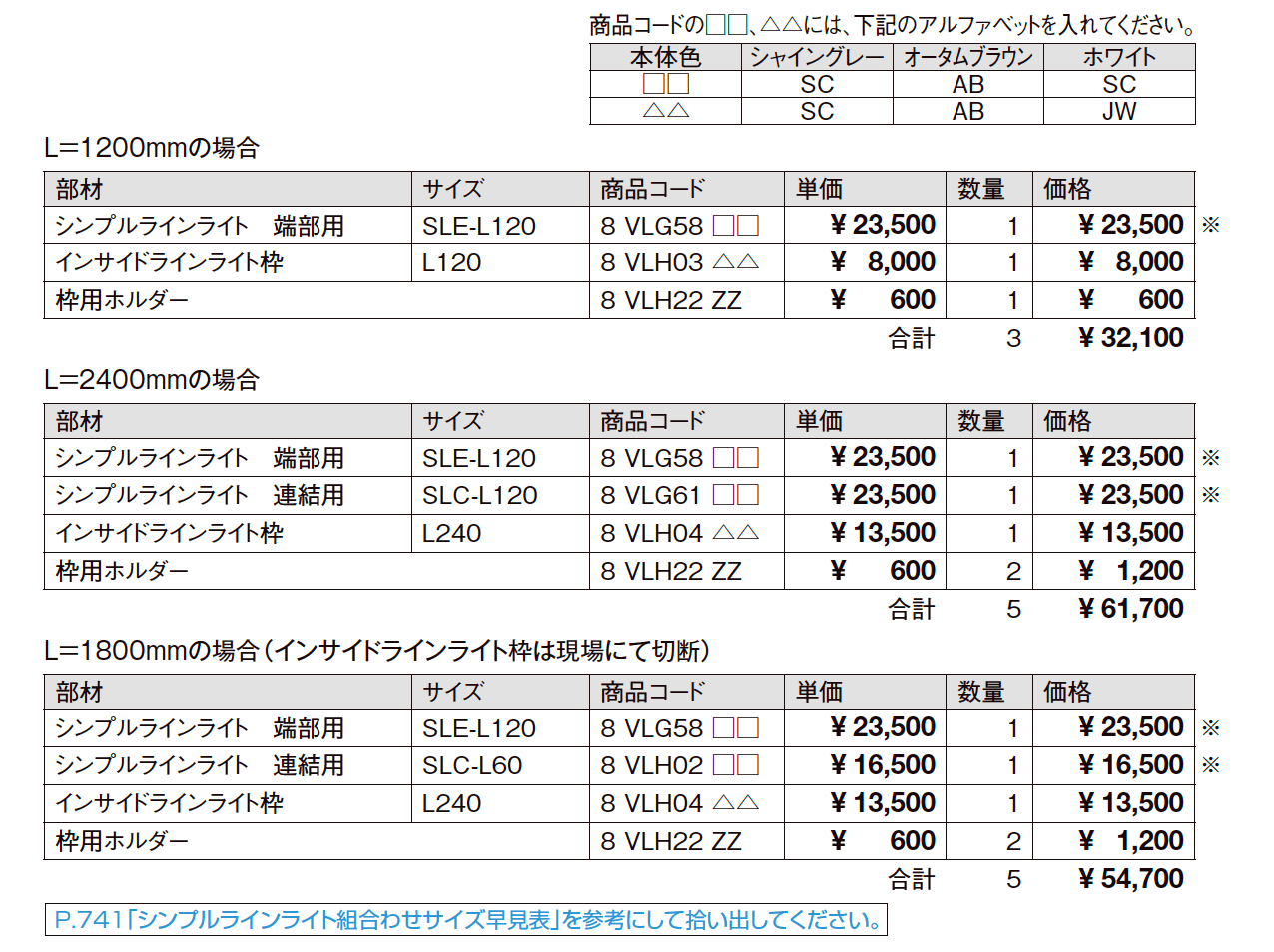 インサイドラインライト L120、L240【2023年版】_価格_2