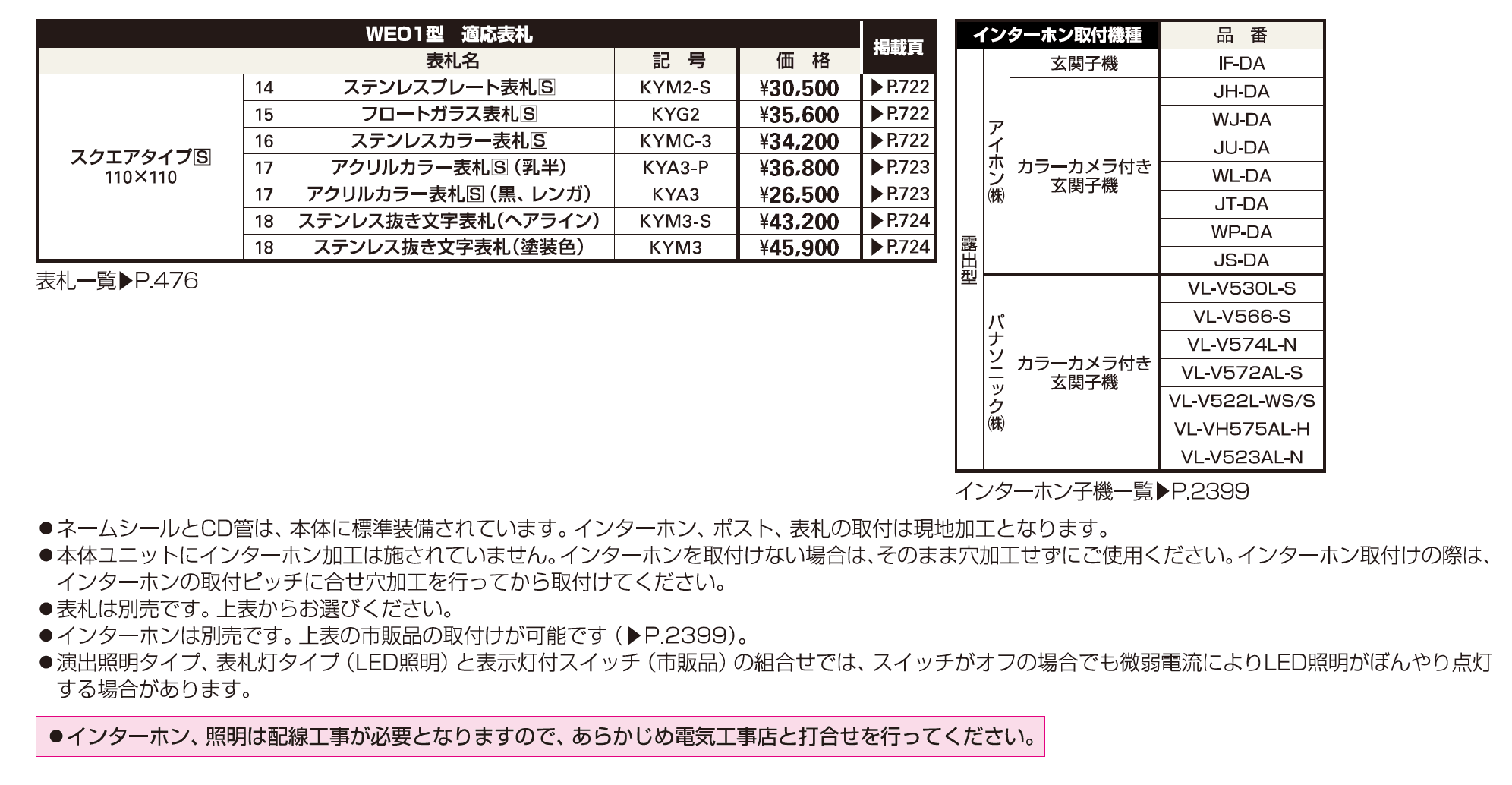 エクステリアポストT9型、T9R（L）型取付用ルシアス ポストユニット WE01型【2023年版】_価格_2