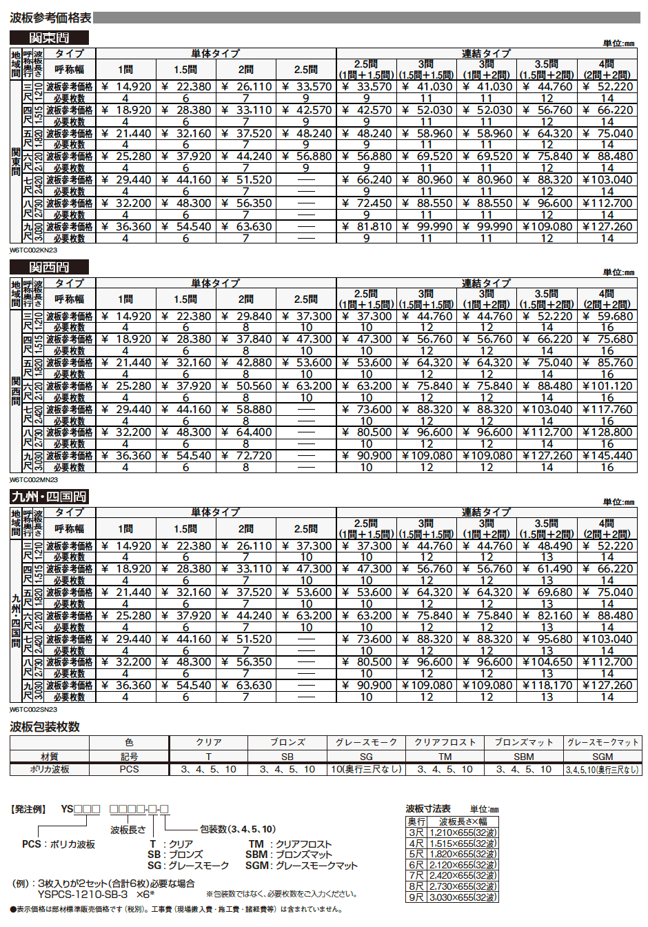 波板テラス屋根　6TC型【2023年版】_価格_1