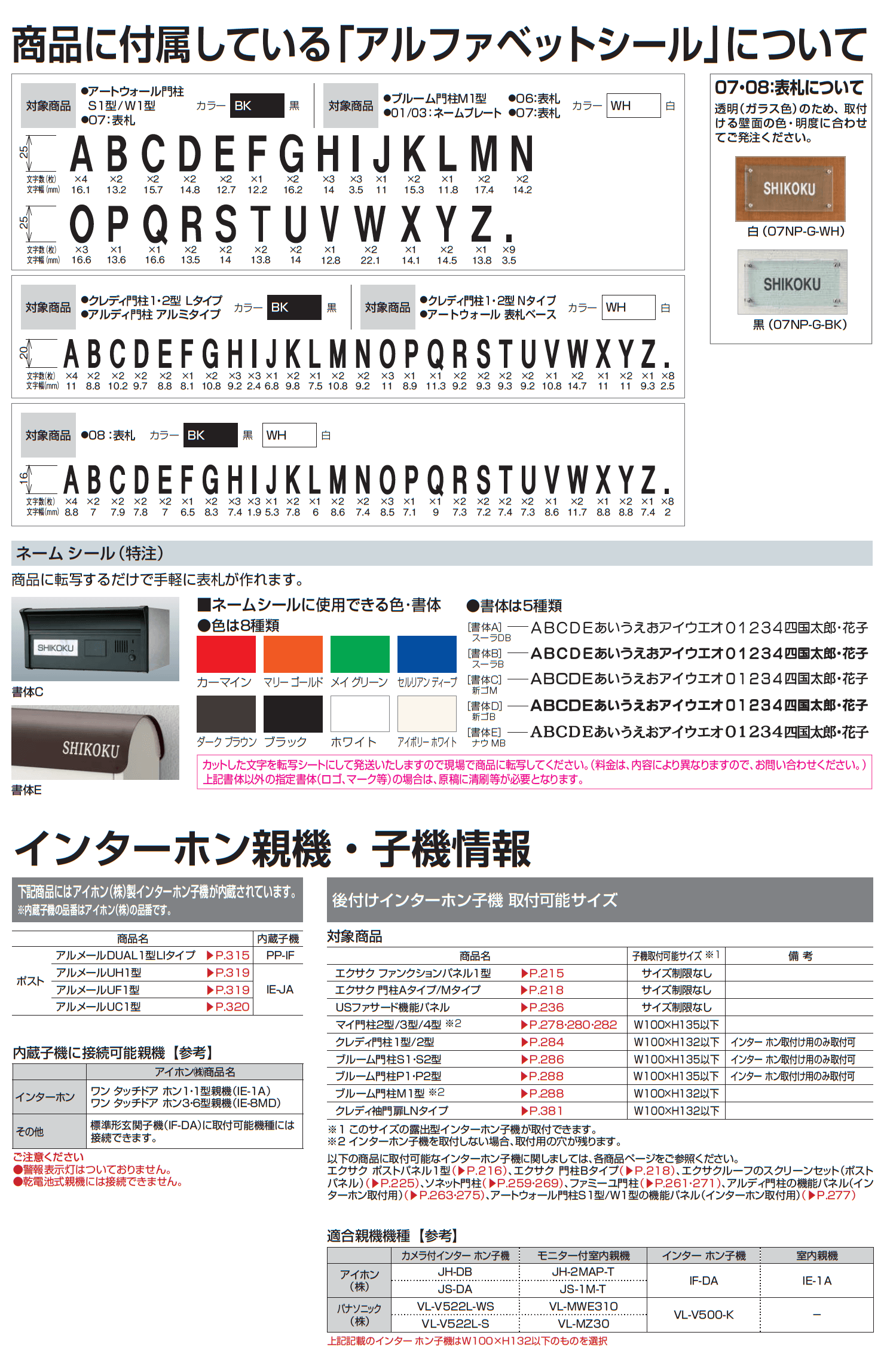 四国化成 ・ネームシール・インターフォン情報1