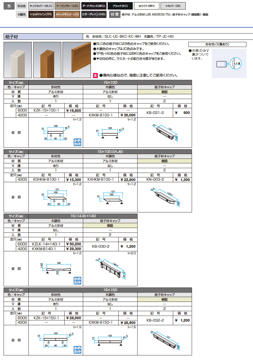 ドレスパーツ 格子材【2023年版】_価格_2